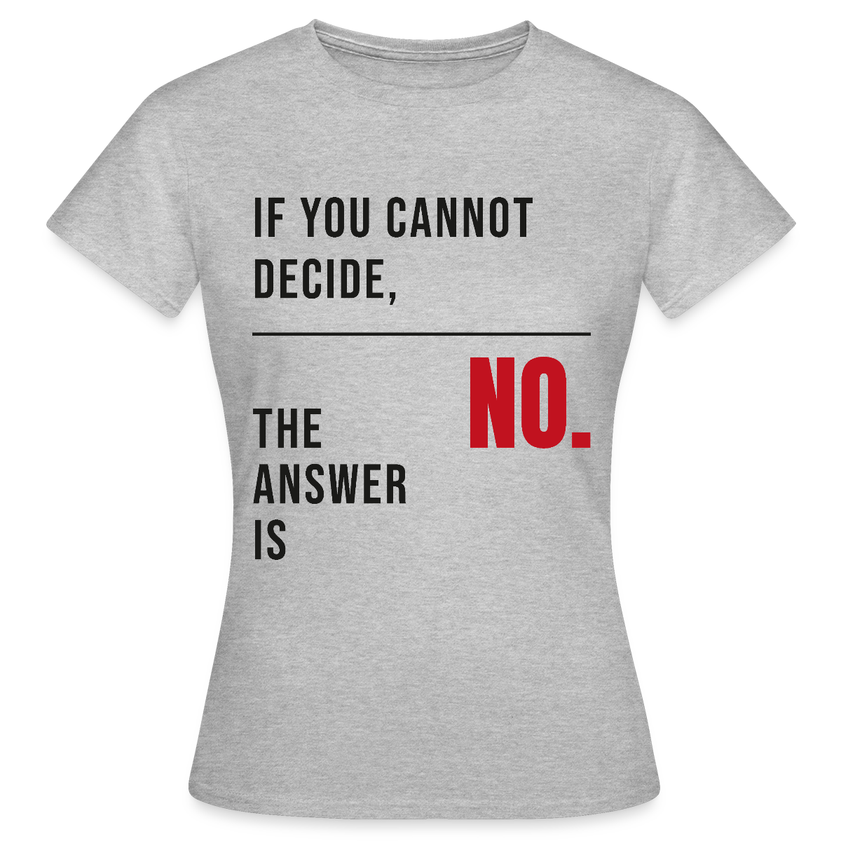 If you cannot decide, the answer is no. Motiv-T-Shirt für Frauen, Farbe Grau meliert