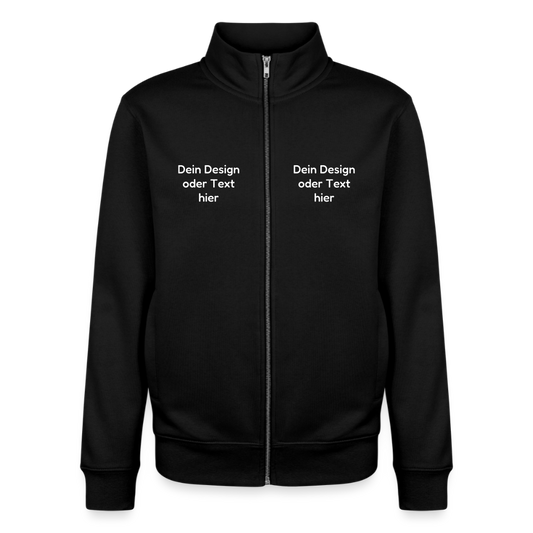 Pullover mit Zip-Kragen für Sie und Ihn (Unisex) - personalisierbare Vorder- und Rückseite - Schwarz