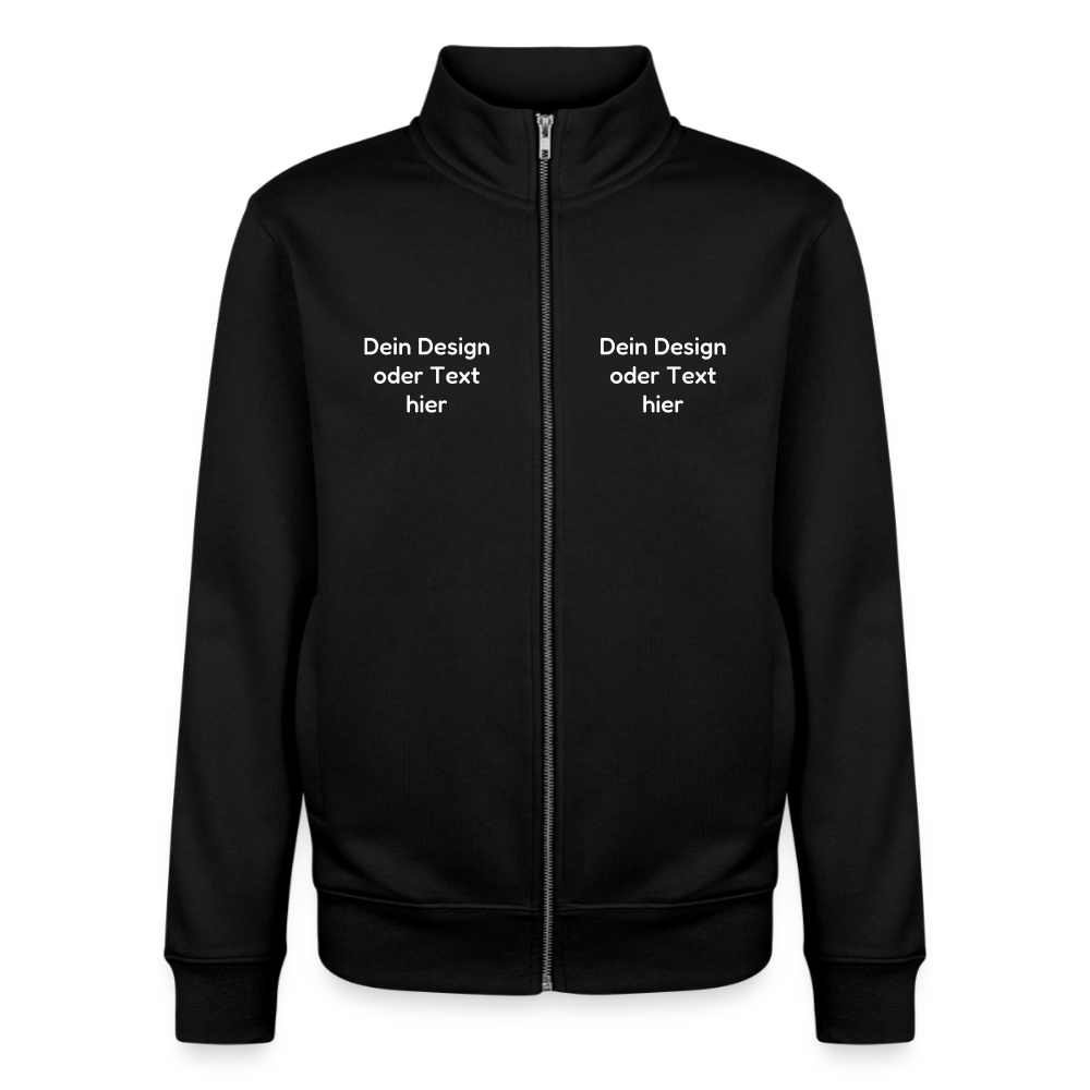 Pullover mit Zip-Kragen für Sie und Ihn (Unisex) - personalisierbare Vorder- und Rückseite - Schwarz