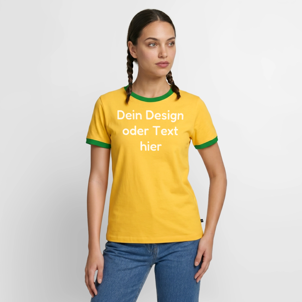 Männer Kontrast-T-Shirt - personalisierbare Vorder- und Rückseite - Gelb/Grün 