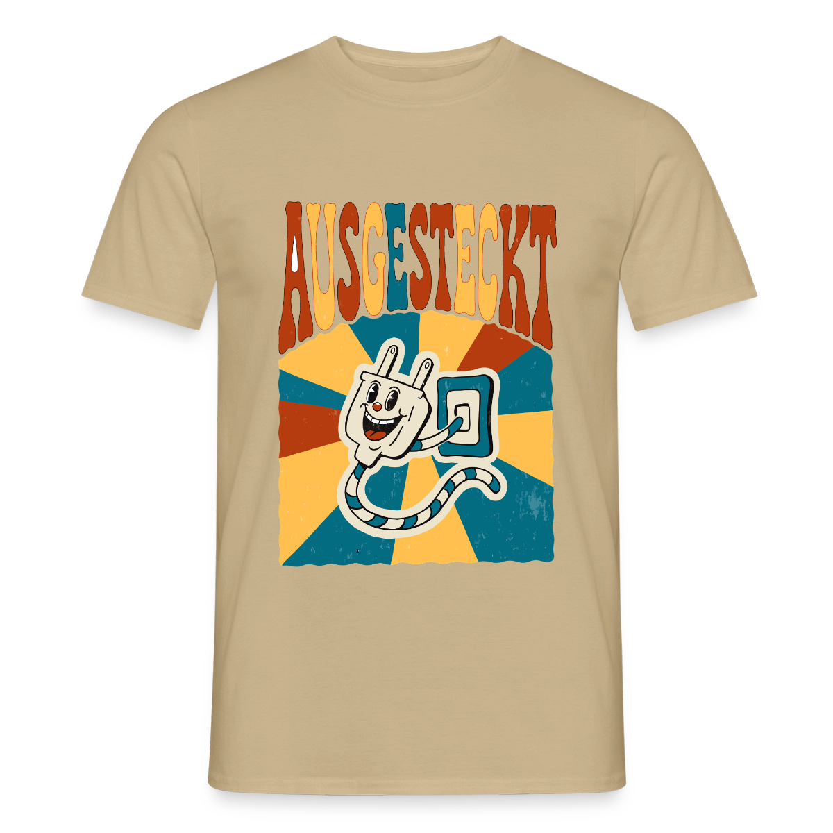 "Ausgesteckt. Midcentury-Motiv" Motiv-T-Shirt für Männer, Farbe Sandbeige