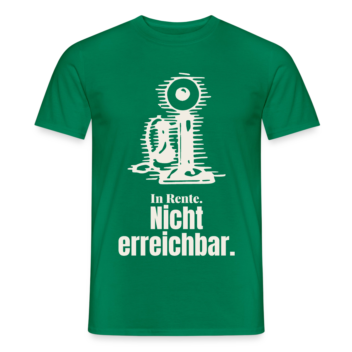 "In Rente. Nicht erreichbar. Strichzeichnung" Motiv-T-Shirt für Männer, Farbe Kelly Green