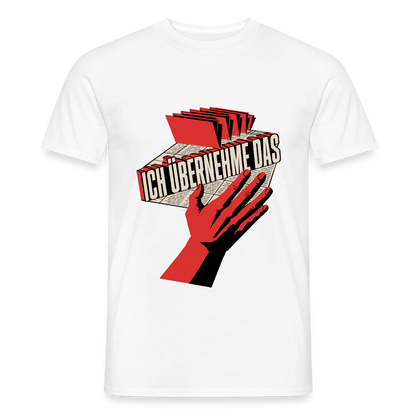 Ich übernehme das. Konstruktivismus-Motiv Motiv-T-Shirt für Männer, Farbe Weiß