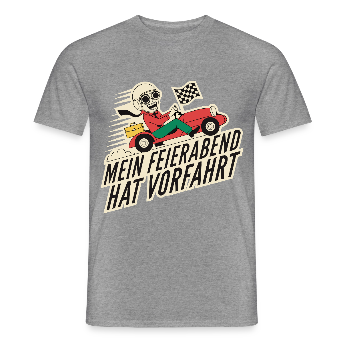 Mein Feierabend hat Vorfahrt. Motiv-T-Shirt für Männer, Farbe Graphit meliert