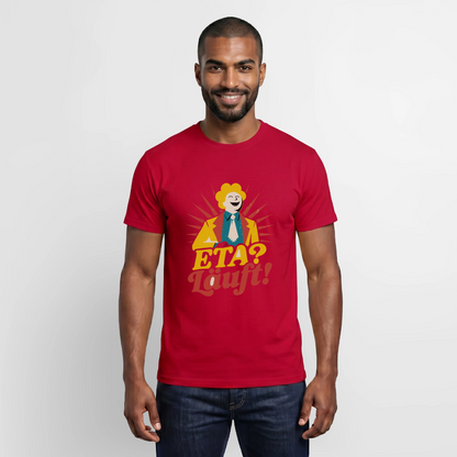 "ETA? Läuft! Midcentury-Motiv" Motiv-T-Shirt für Männer, Farbe Rot