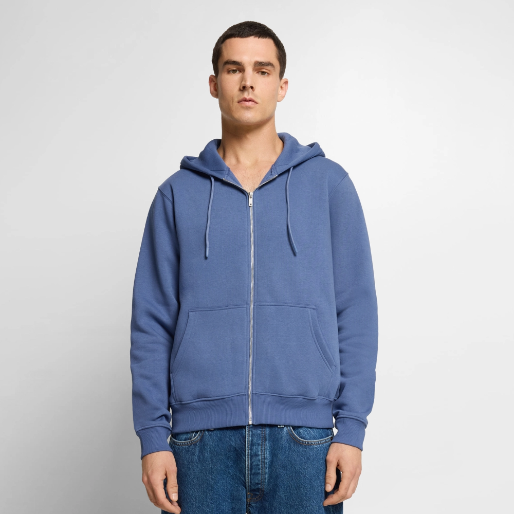 Männer Premium Kapuzenjacke - personalisierbare Vorder- und Rückseite - Taubenblau