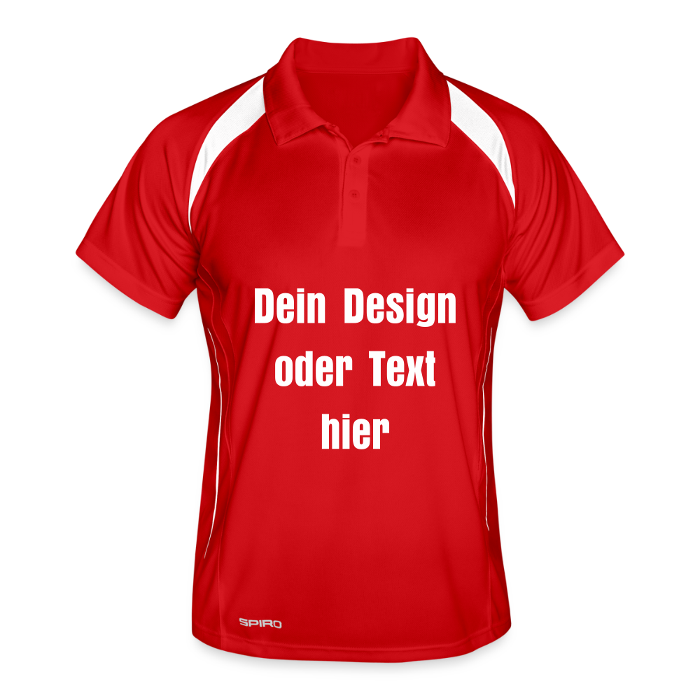Männer Polo atmungsaktiv - personalisierbar - Rot/Weiß