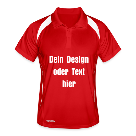 Männer Polo atmungsaktiv - personalisierbar - Rot/Weiß