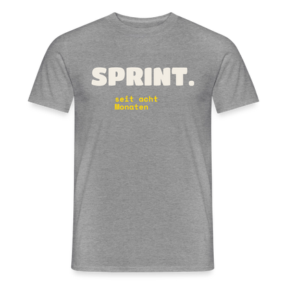 Sprint. Seit acht Monaten. Motiv-T-Shirt für Männer, Farbe Graphit meliert