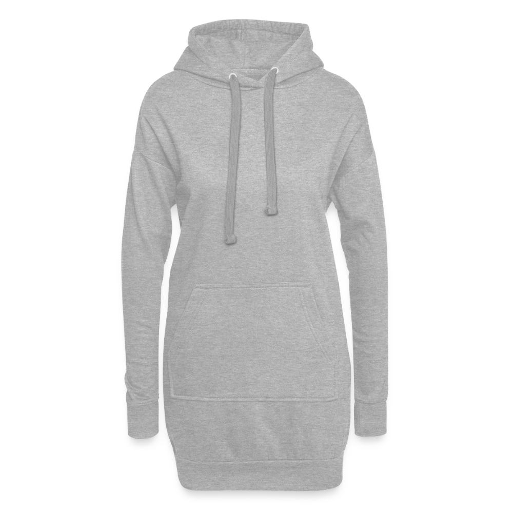 Hoodie-Kleid / Kapuzenpullover in Kleidlänge - personalisierbare Vorder- und Rückseite - Grau meliert