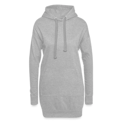Hoodie-Kleid / Kapuzenpullover in Kleidlänge - personalisierbare Vorder- und Rückseite - Grau meliert