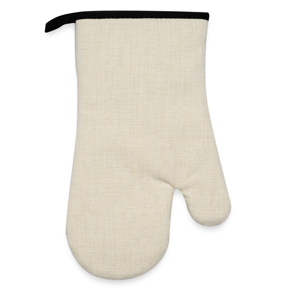 Grill- & Ofenhandschuh (hitzebeständig) mit Gummibeschichtung - personalisierbar - Leinen/Schwarz 