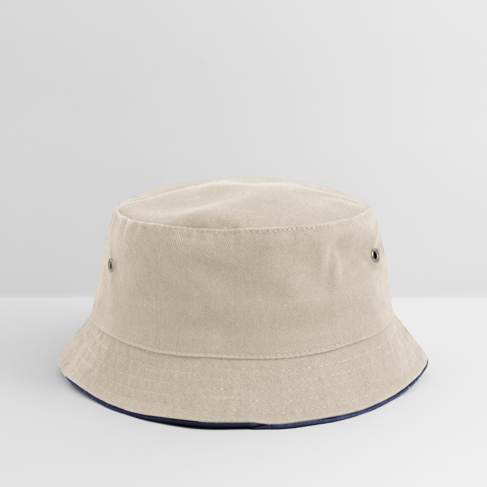 Kinder Bucket Hat - personalisierbar - Natur/Navy