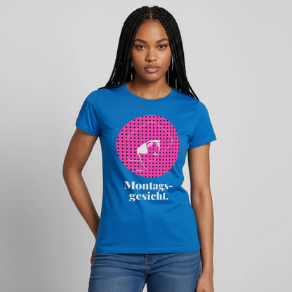 "Montagsgesicht. Art-déco-Motiv" Motiv-T-Shirt für Frauen, Farbe Royalblau
