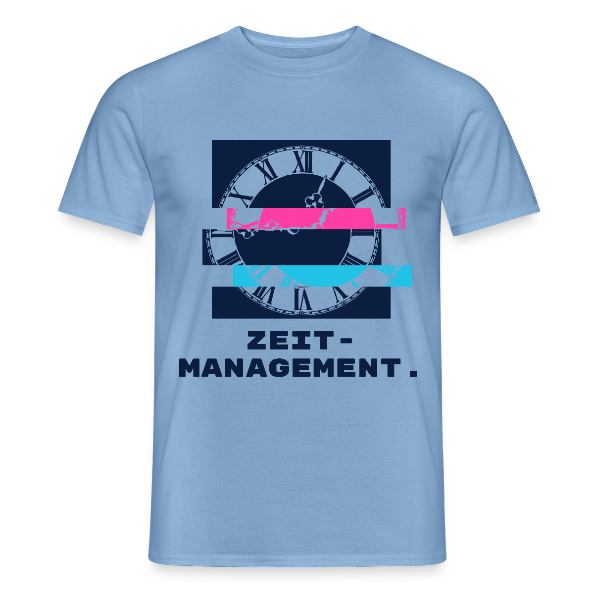 "Zeitmanagement. Glitch-Motiv" Motiv-T-Shirt für Männer, Farbe Carolina Blue