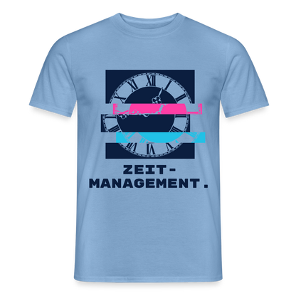 "Zeitmanagement. Glitch-Motiv" Motiv-T-Shirt für Männer, Farbe Carolina Blue