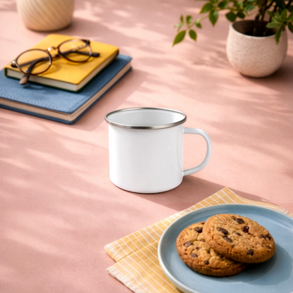 Emaille-Tasse 300ml - personalisierbar - Weiß