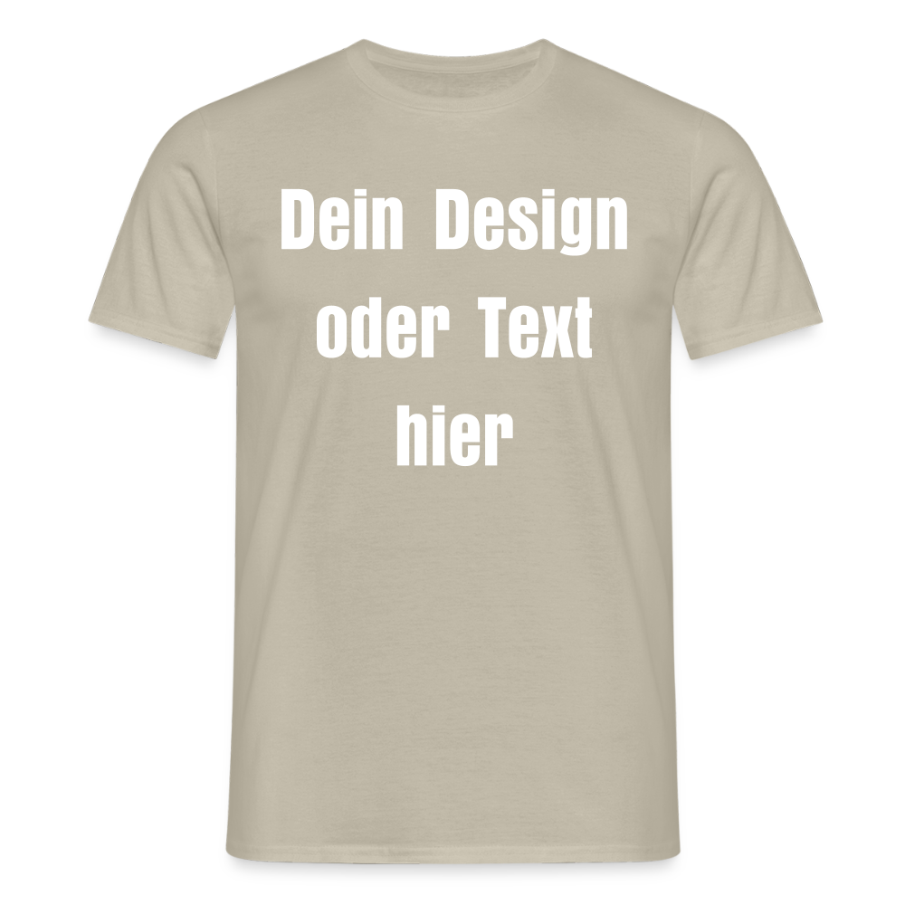 Männer T-Shirt - personalisierbare Vorder- und Rückseite - Sandbeige