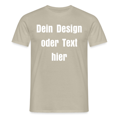 Männer T-Shirt - personalisierbare Vorder- und Rückseite - Sandbeige