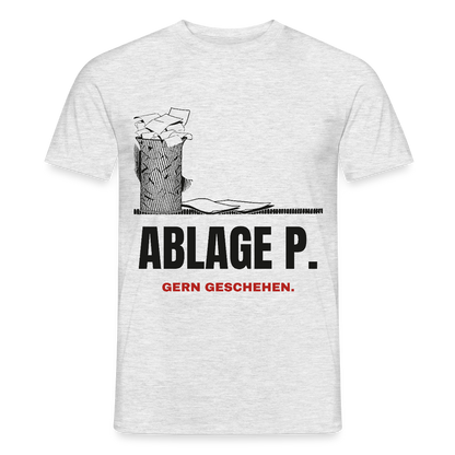 Ablage P. Gern geschehen. Motiv-T-Shirt für Männer, Farbe Grau meliert, Model