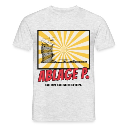 Ablage P. Gern geschehen. Comic-Motiv Motiv-T-Shirt für Männer, Farbe Grau meliert, Model