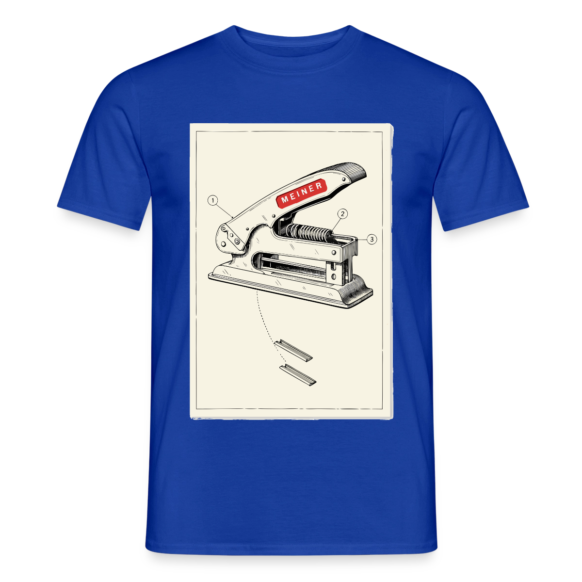 Meiner. Der Tacker kommt mit. Motiv-T-Shirt für Männer, Farbe Dunkelblau