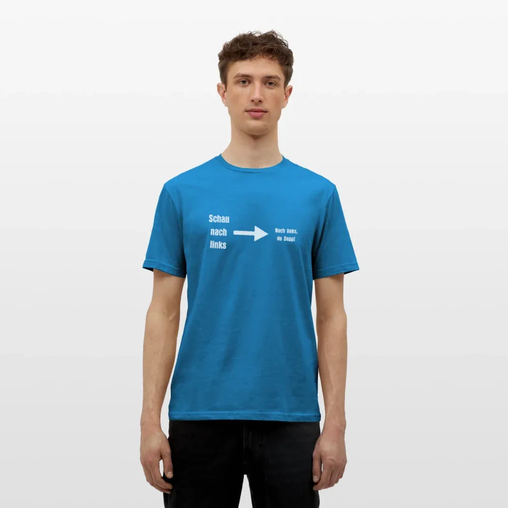 "Schau nach links" Motiv-T-Shirt für Männer - Royalblau