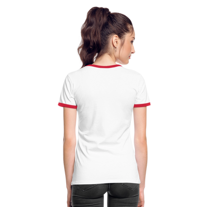 Frauen Kontrast-T-Shirt - personalisierbare Vorder- und Rückseite - Weiß/Rot