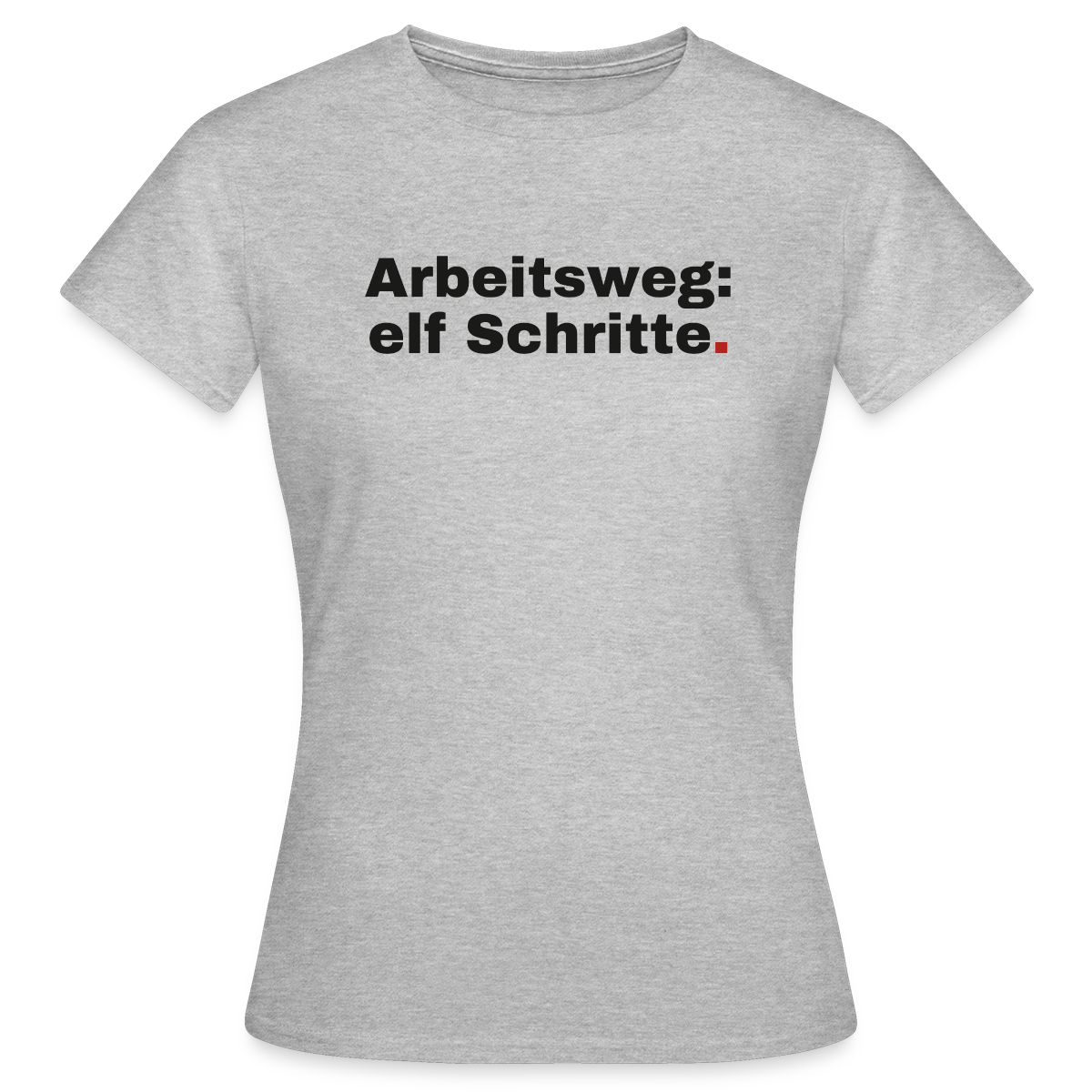 Arbeitsweg: elf Schritte Motiv-T-Shirt für Frauen, Farbe Grau meliert