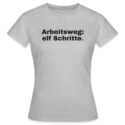 Arbeitsweg: elf Schritte Motiv-T-Shirt für Frauen, Farbe Grau meliert