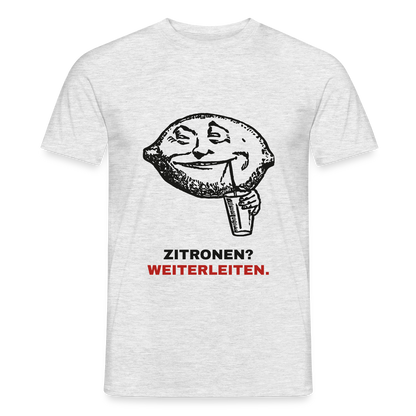 "Zitronen? Weiterleiten." Motiv-T-Shirt für Männer, Farbe Grau meliert
