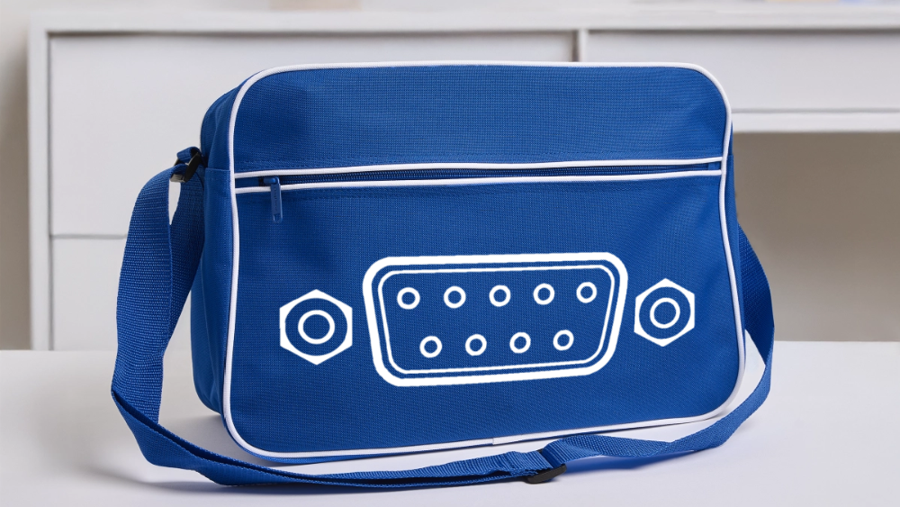 DB-9 RS-232 Retro Tasche - Blau/Weiß