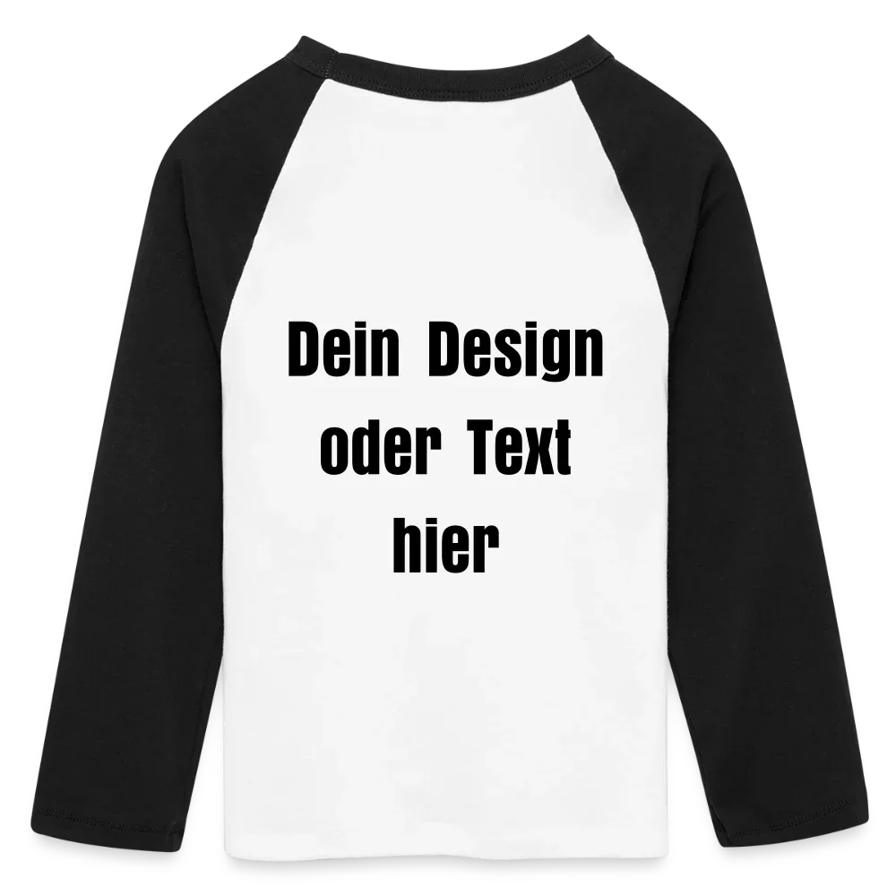 Frauen Cropped Baseball T-Shirt 3/4 Arm - personalisierbare Vorder- und Rückseite - Weiß/Schwarz