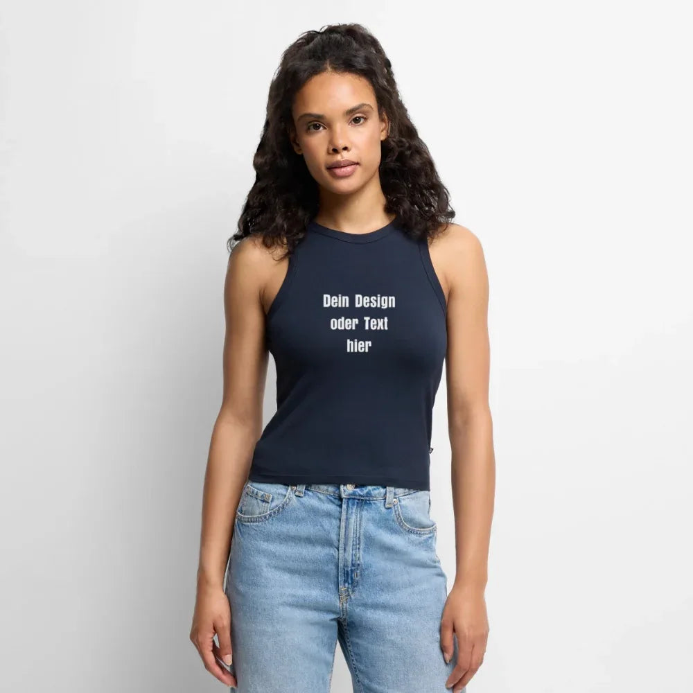 Frauen Cropped Tank Top - personalisierbar - Navy