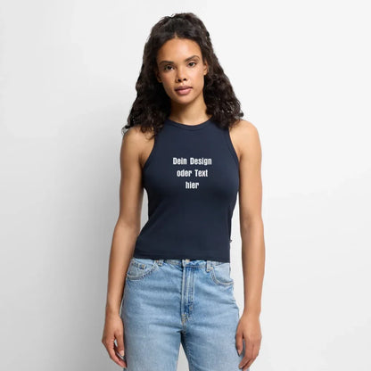 Frauen Cropped Tank Top - personalisierbar - Navy