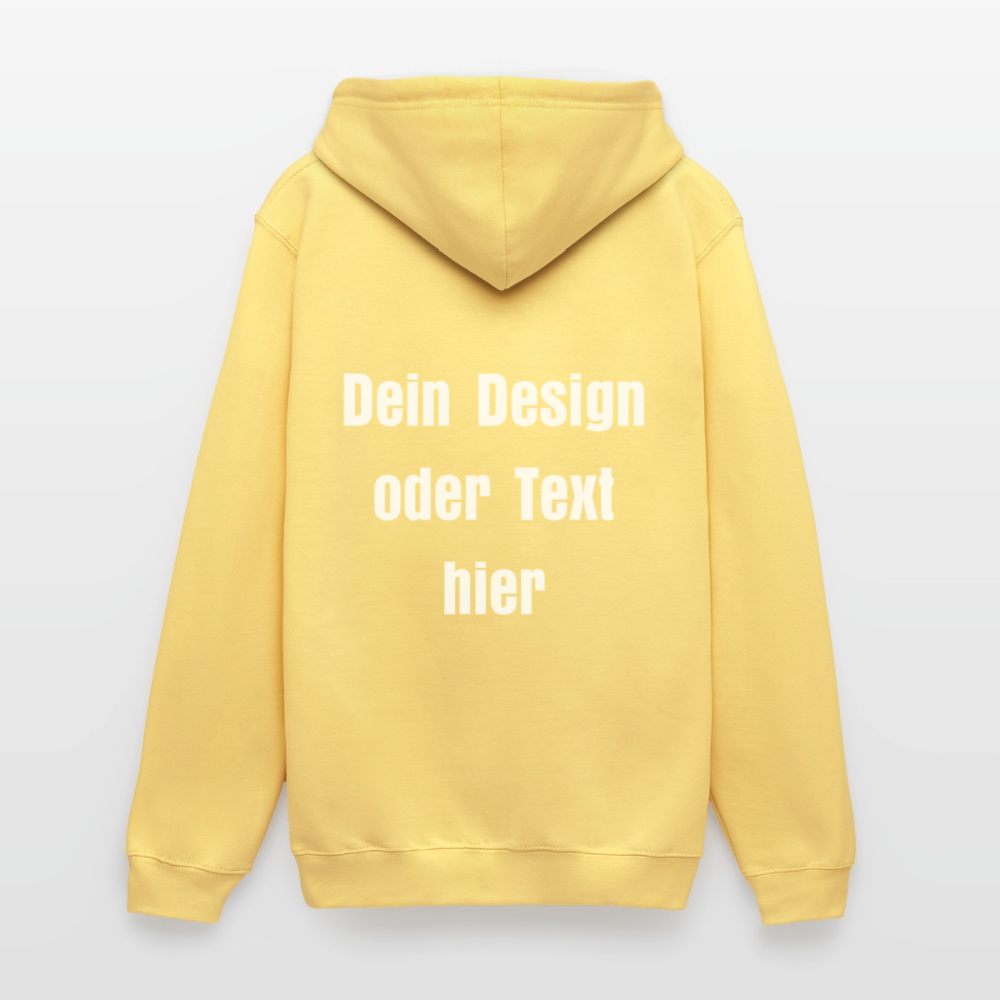 Unisex Hoodie - personalisierbare Vorder- und Rückseite - Zitronengelb