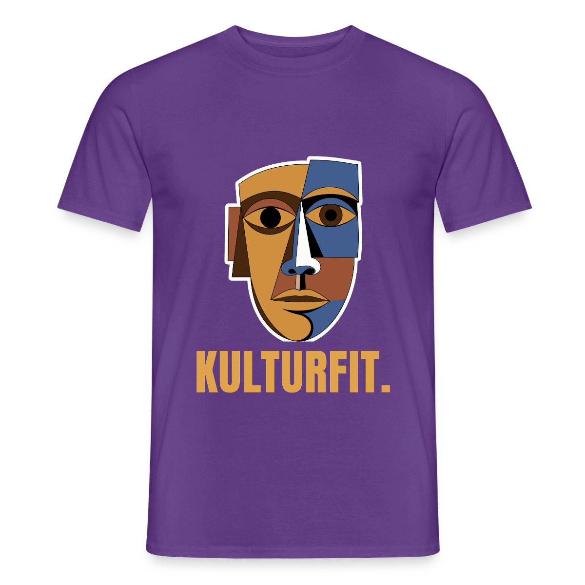 Kulturfit. Kubismus-Motiv Motiv-T-Shirt für Männer, Farbe Lila