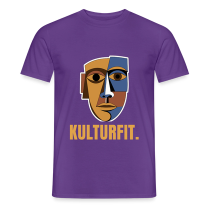 Kulturfit. Kubismus-Motiv Motiv-T-Shirt für Männer, Farbe Lila