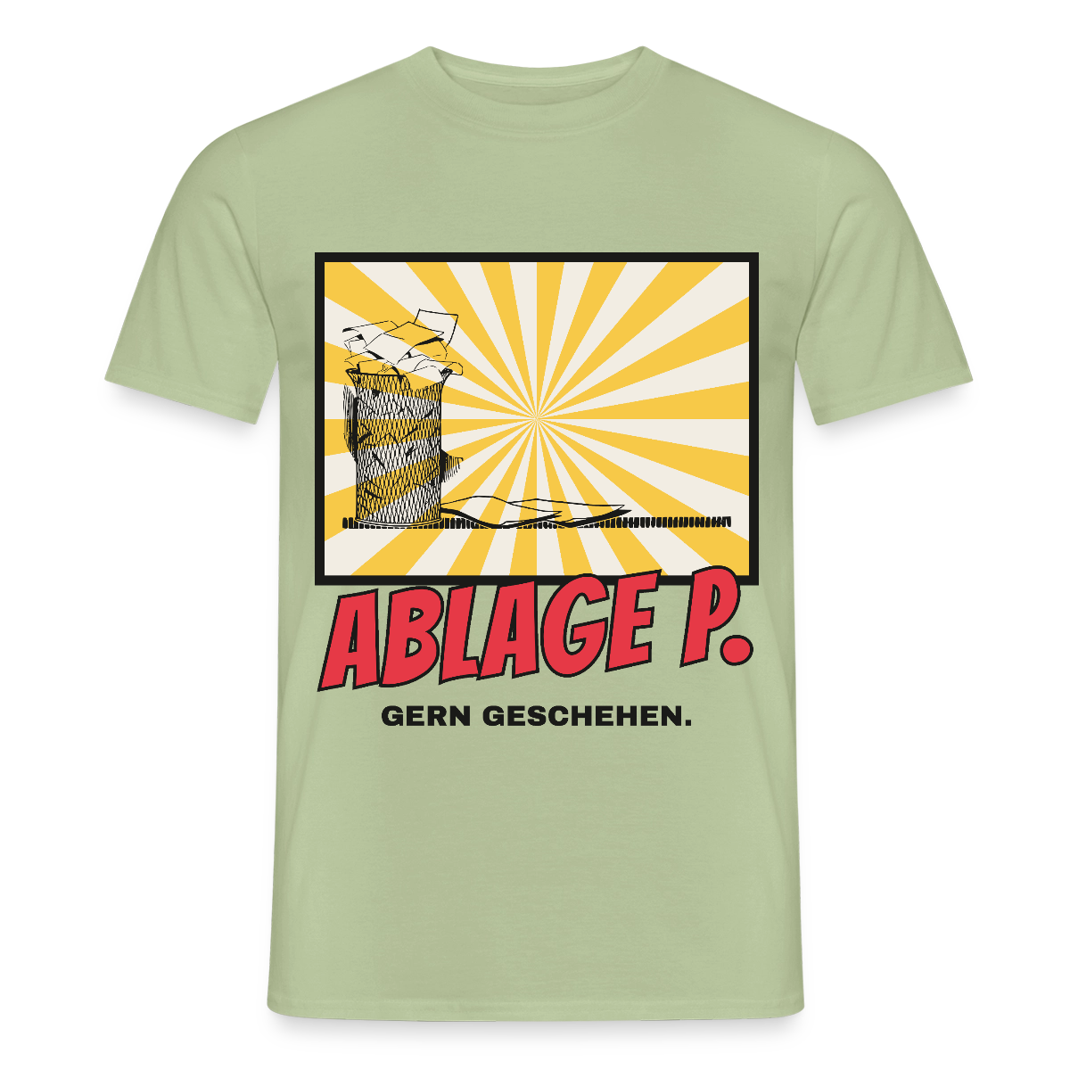 "Ablage P. Gern geschehen. Comic-Motiv" Motiv-T-Shirt für Männer, Farbe Sage