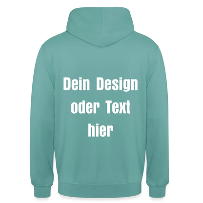 Unisex Hoodie - personalisierbare Vorder- und Rückseite - Pastelltürkis