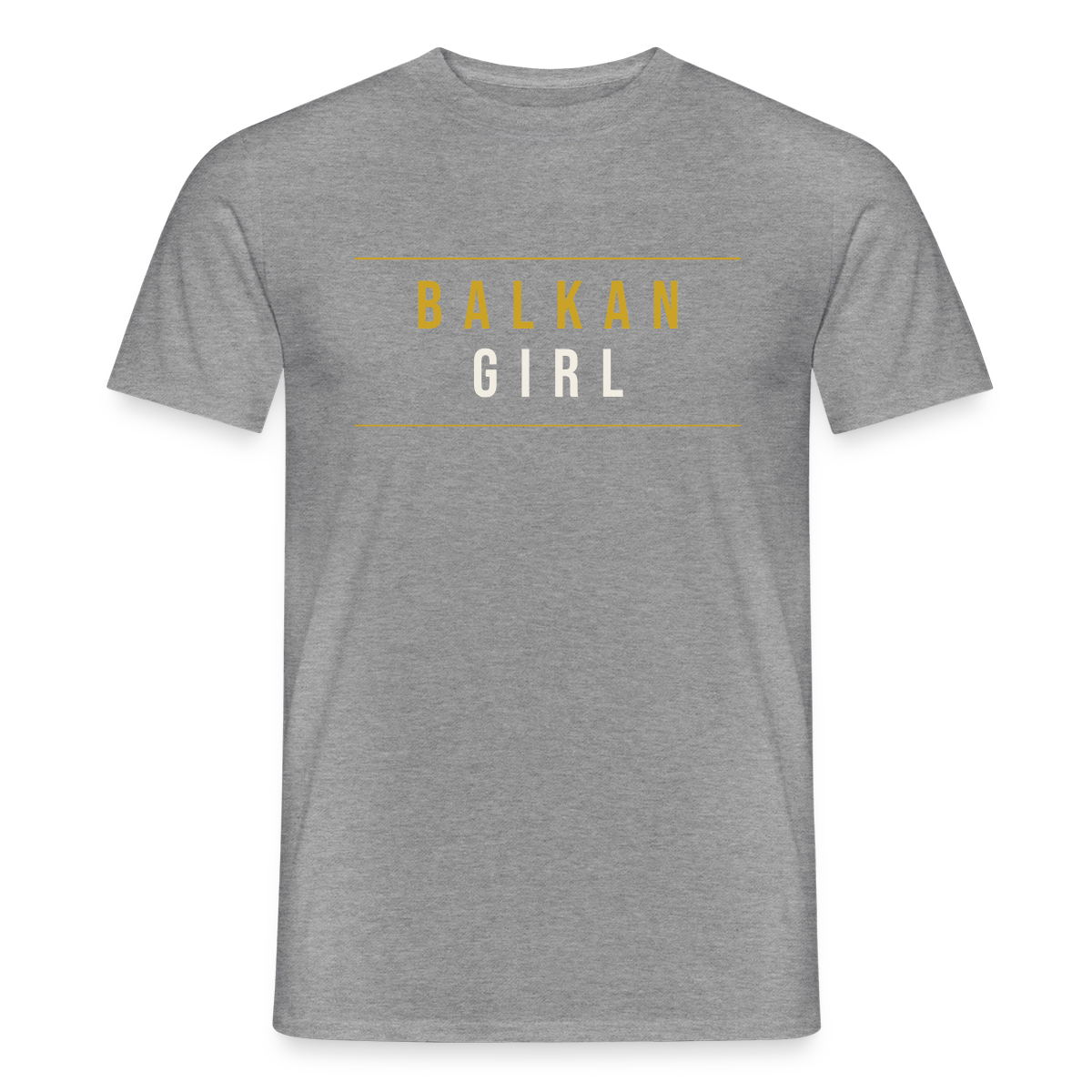 Balkan Girl. Serif-Motiv Motiv-T-Shirt für Männer, Farbe Graphit meliert