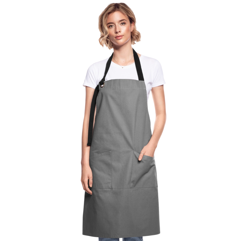 Kontrastschürze aus 100% Baumwolle, Metall - personalisierbar - Grau/Schwarz