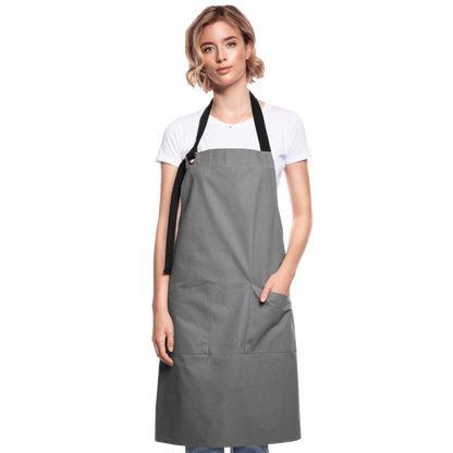 Kontrastschürze aus 100% Baumwolle, Metall - personalisierbar - Grau/Schwarz