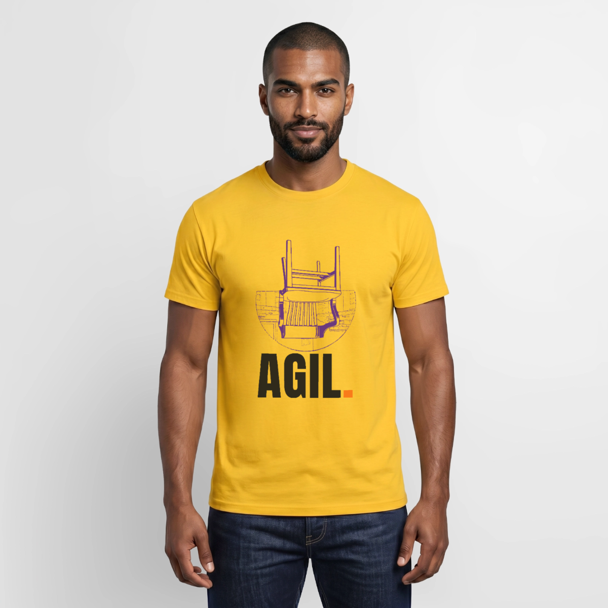 "Agil." Motiv-T-Shirt für Männer, Farbe Gelb