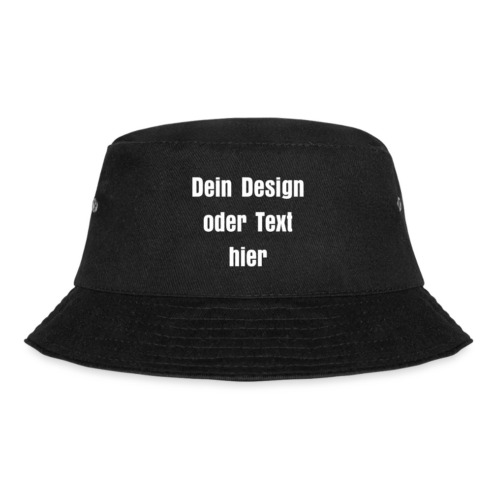 Bucket Hat Baumwolle - personalisierbar - Schwarz