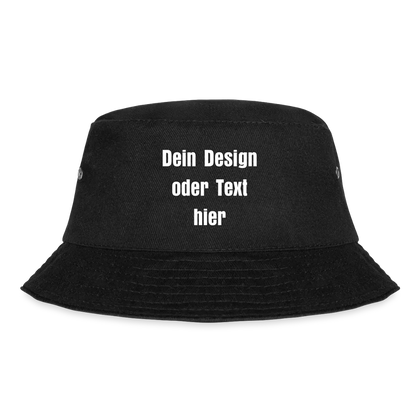 Bucket Hat Baumwolle - personalisierbar - Schwarz