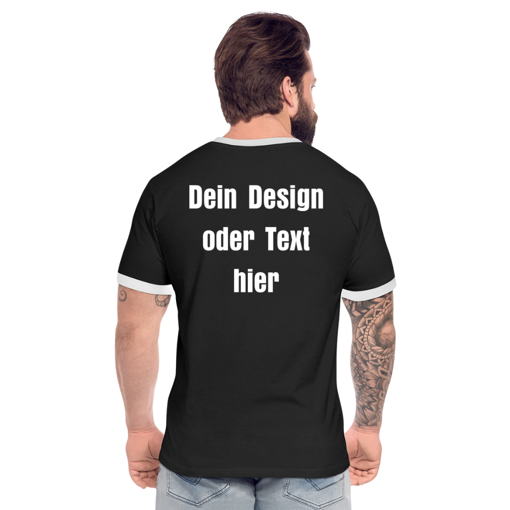 Männer Kontrast-T-Shirt - personalisierbare Vorder- und Rückseite - Schwarz/Weiß