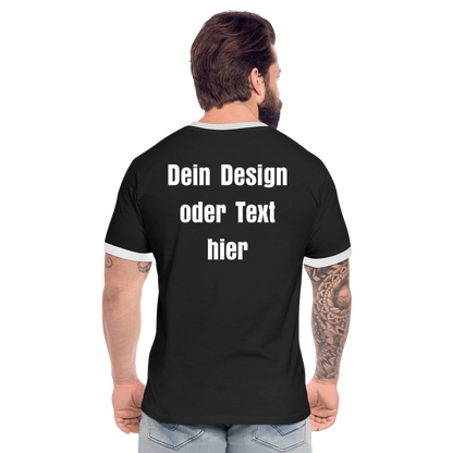 Männer Kontrast-T-Shirt - personalisierbare Vorder- und Rückseite - Schwarz/Weiß