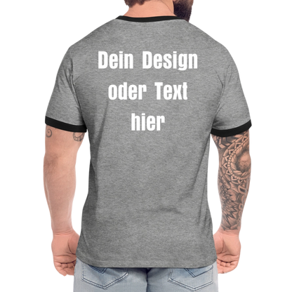 Männer Kontrast-T-Shirt - personalisierbare Vorder- und Rückseite - Grau meliert/Schwarz