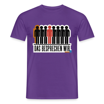 "Das besprechen wir. Isotype-Motiv" Motiv-T-Shirt für Männer, Farbe Lila